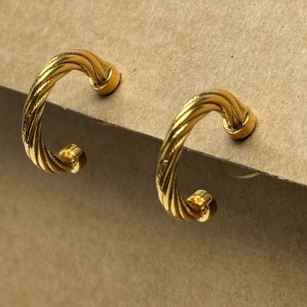 Gold Twisted huggie Earrings